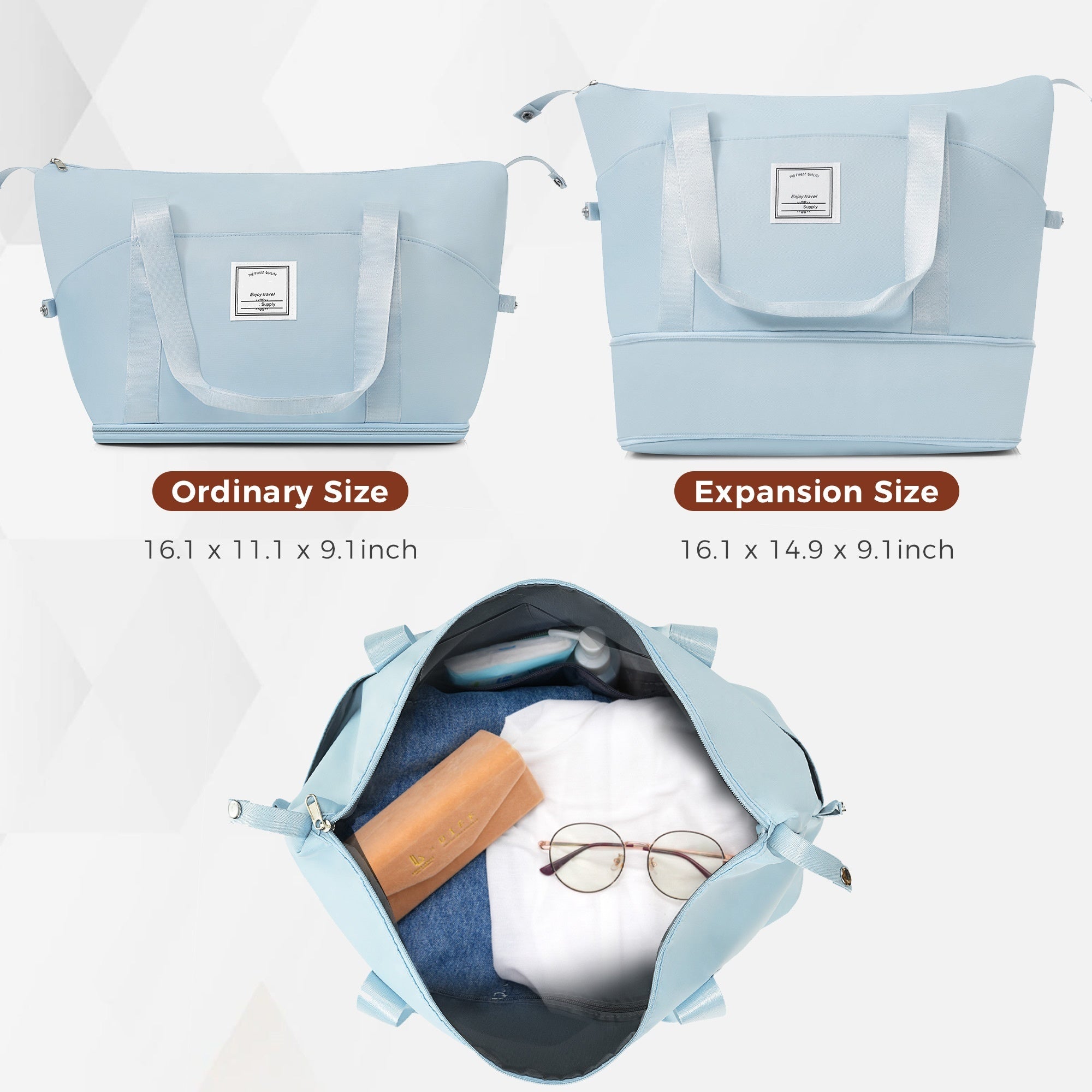 Blue Set of Four with USB Port with Open Front and Travel Bag