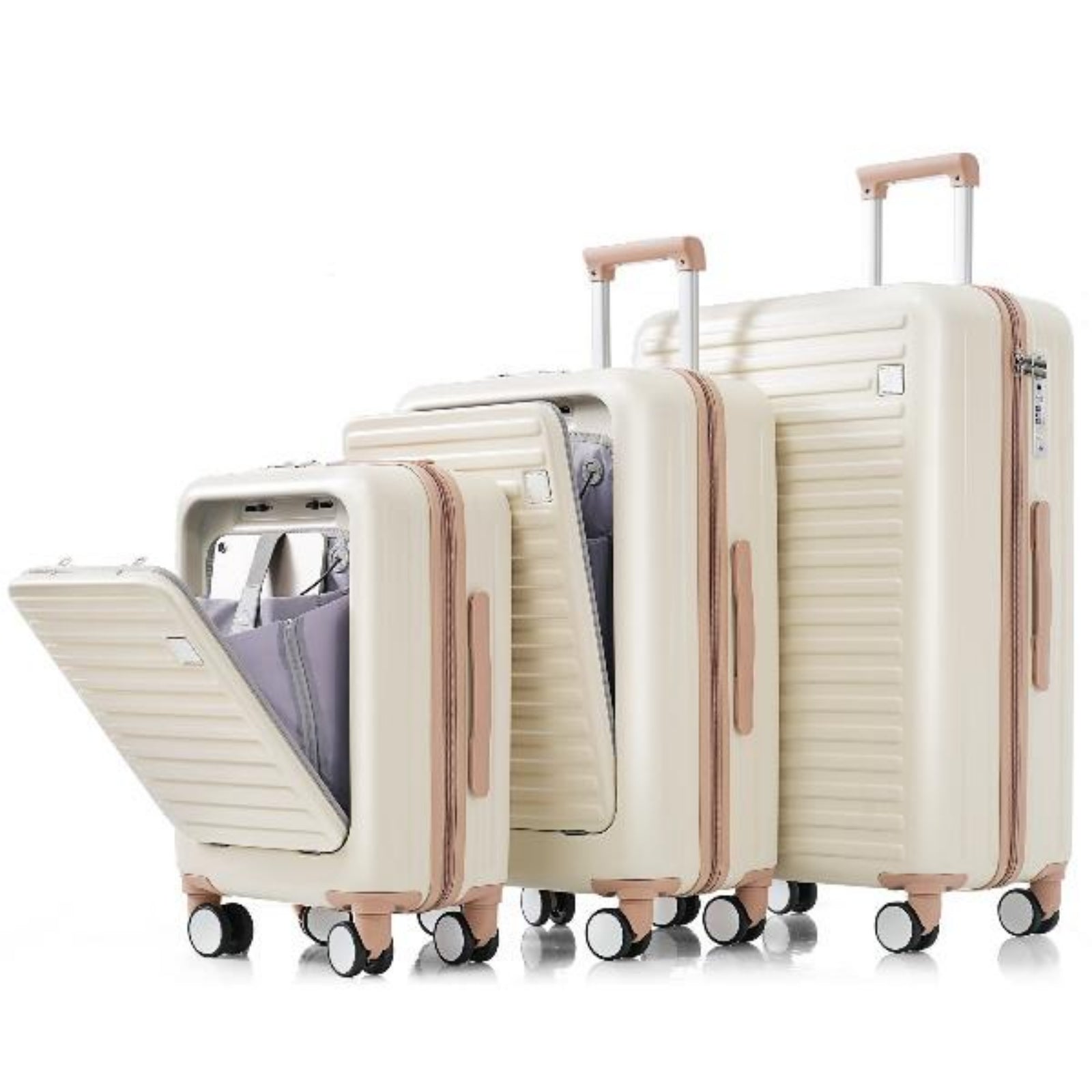 Luggage Set of 3, 20, 24, 28inch with USB Port, 20, 24inch with front opening