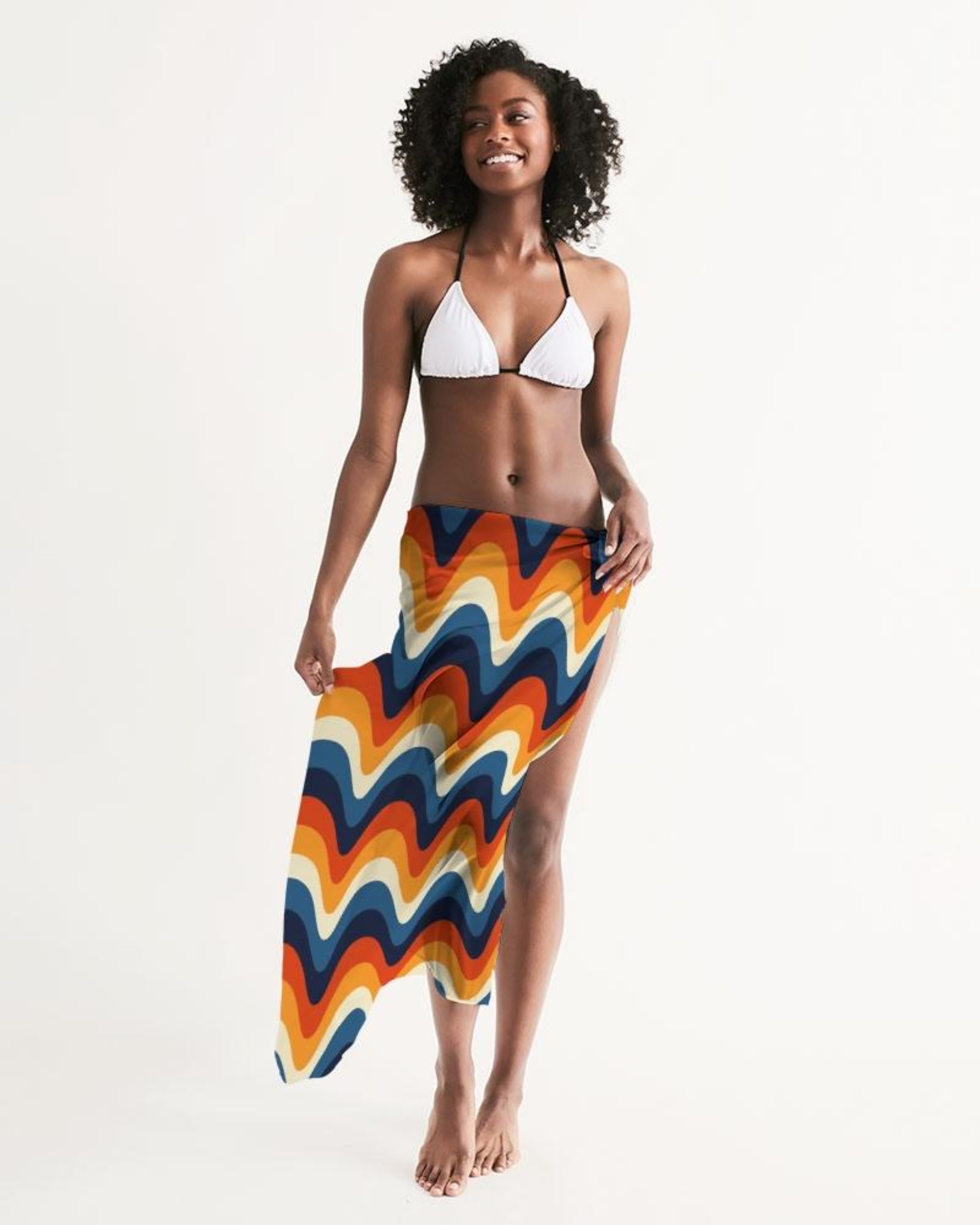 Sheer Geometric Multicolor Swimsuit Sarong