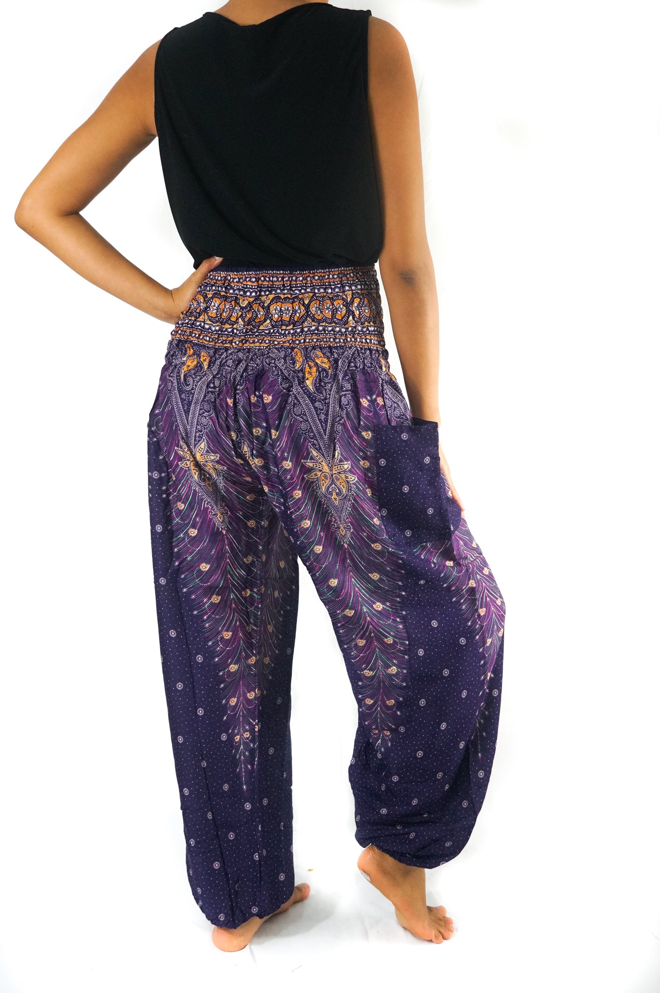 Purple PEACOCK Harem Pants - Sun of the Beach Boutique