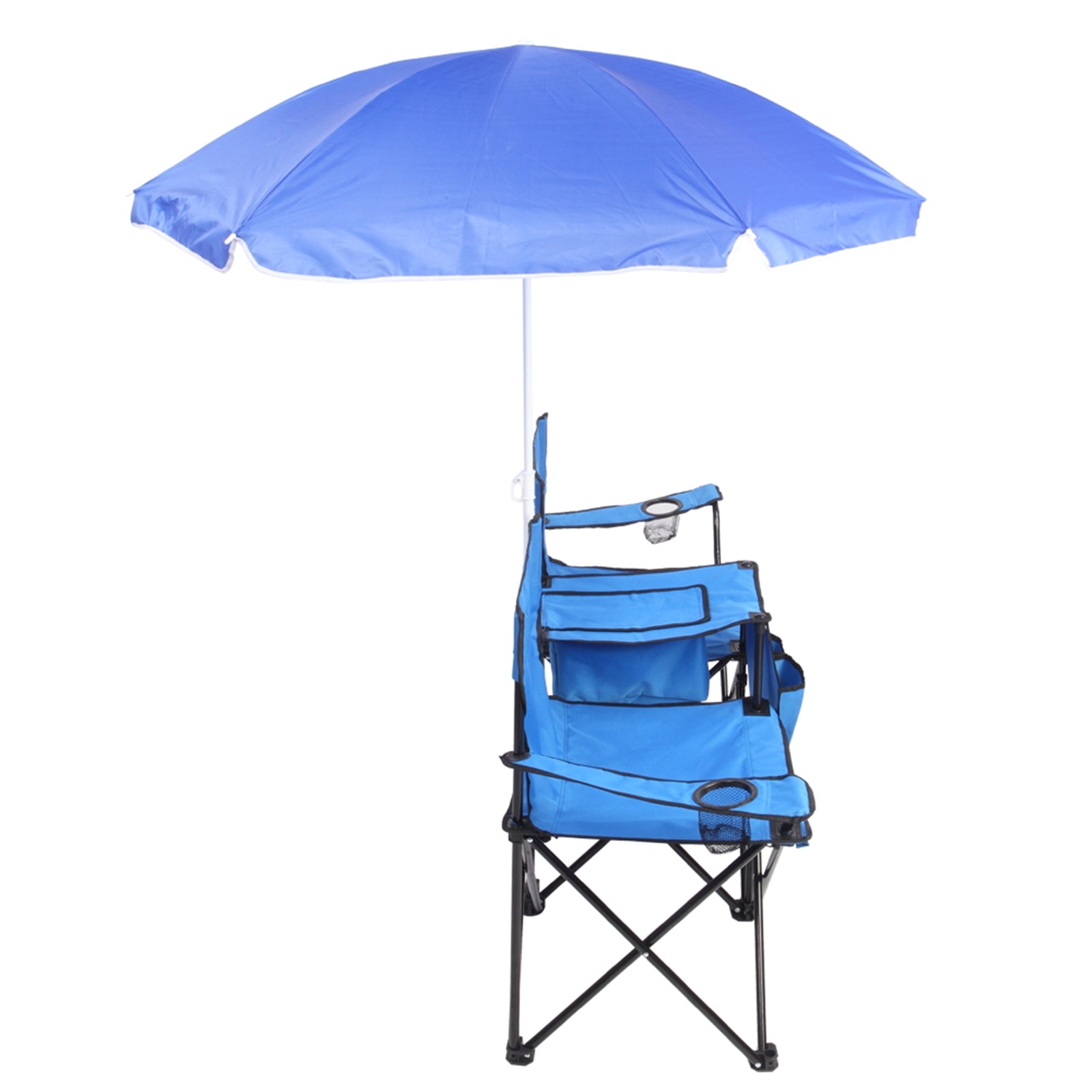 Portable Outdoor Two-Seat Folding Chair with Removable Sun Umbrella