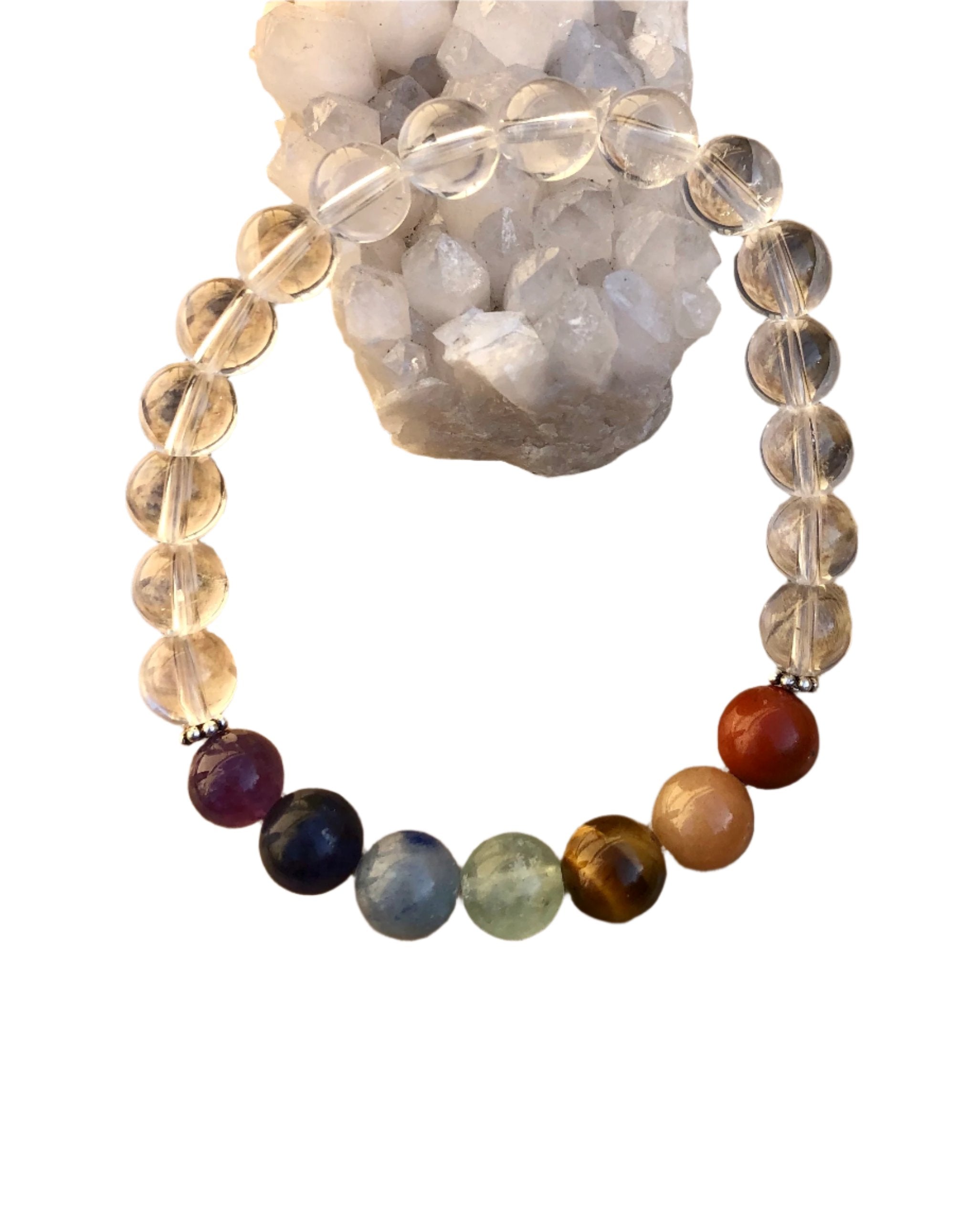 Chakra & Crystal Quartz Stretch Bracelet