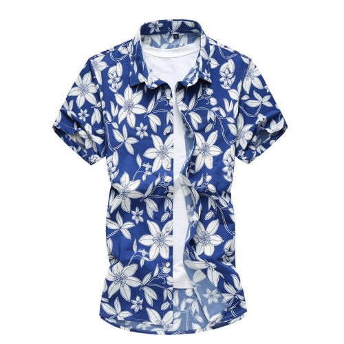 Blue Floral Hawaiian Shirt