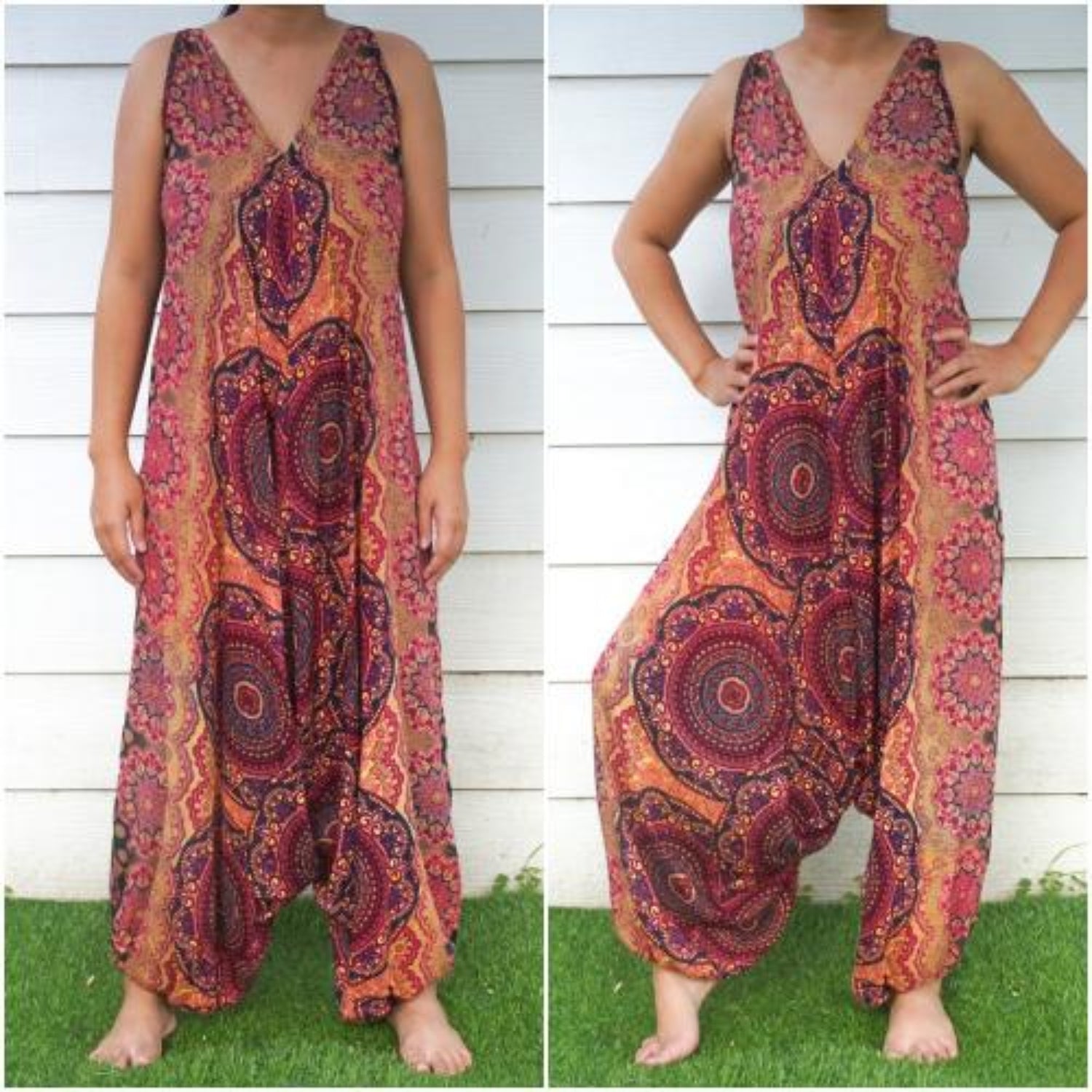 Orange Boho Hippie Rompers