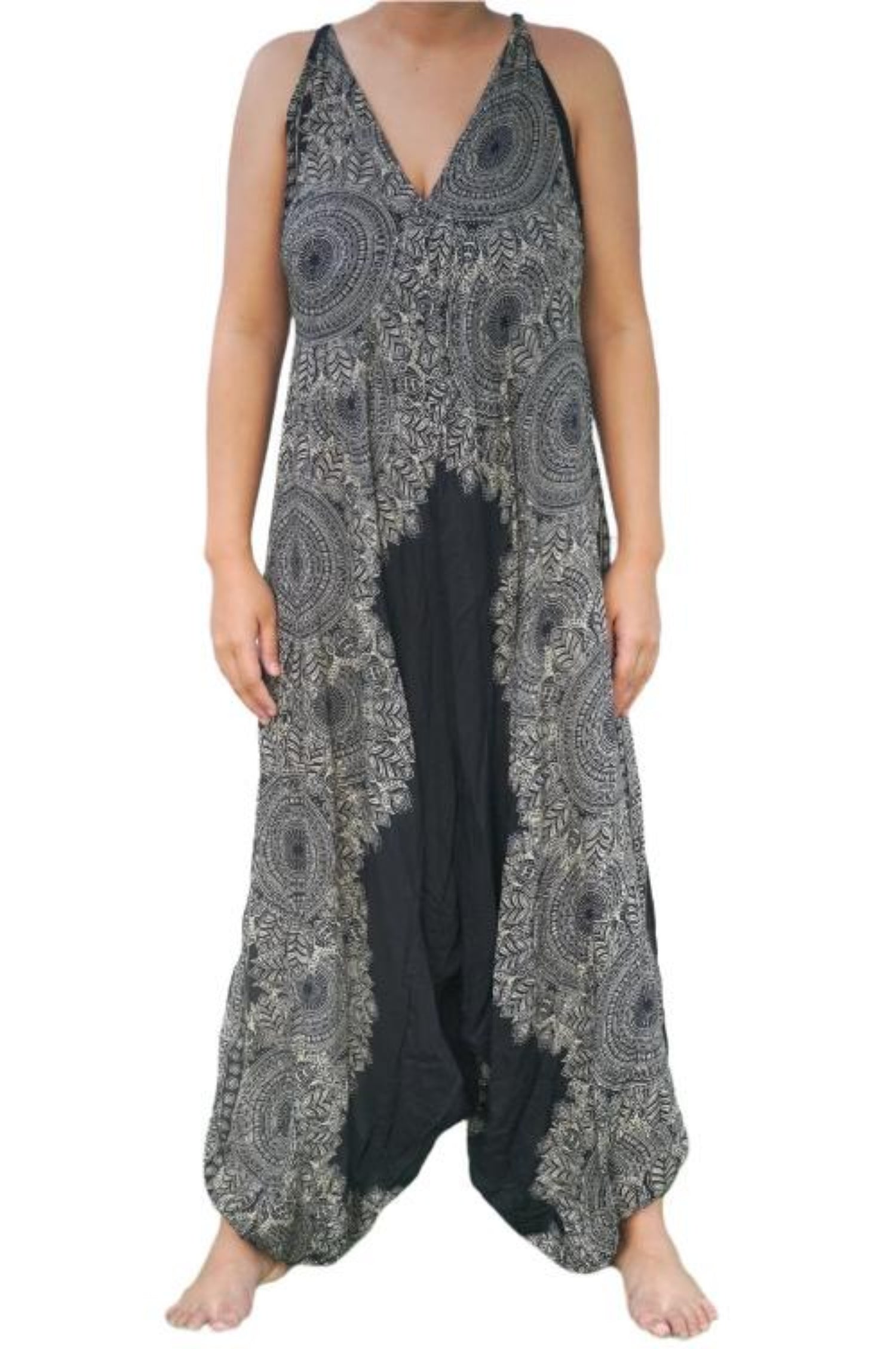 Black Lotus Boho Hippie Jumpsuit Rompers