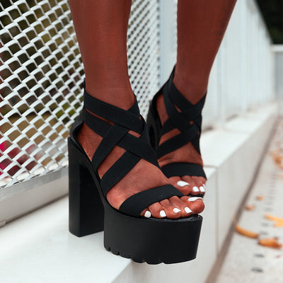 Chunky Open Toe Platform Super Heel Sandals - Sun of the Beach Boutique