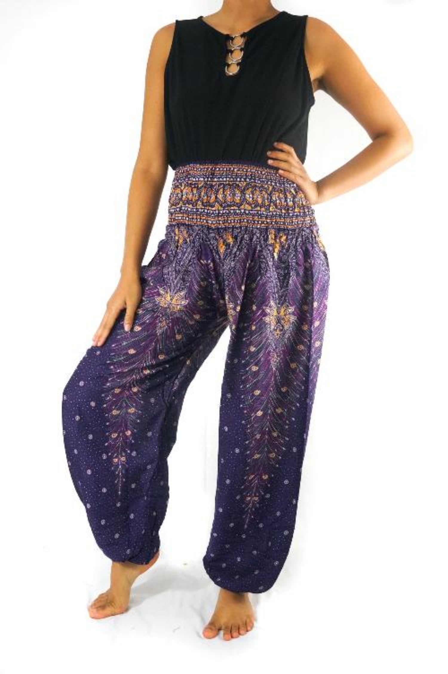 Purple PEACOCK Harem Pants - Sun of the Beach Boutique