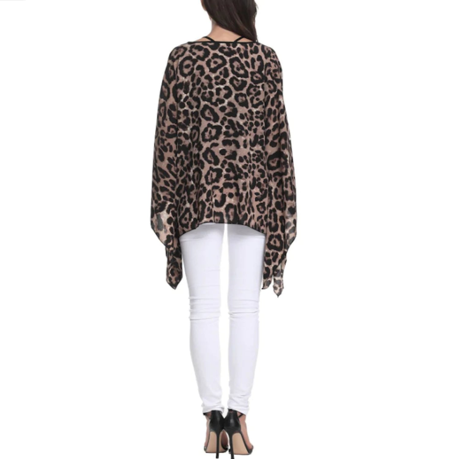 Leopard Print Batwing Chiffon Top - Sun of the Beach Boutique