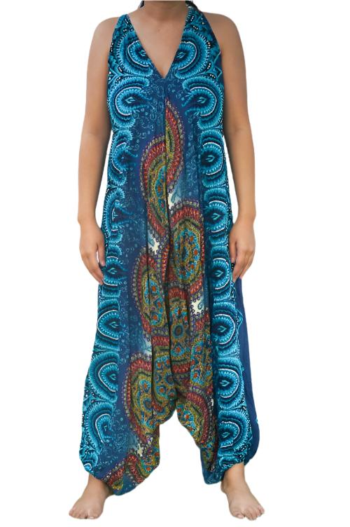 Teal Mandala Boho Hippie Jumpsuit