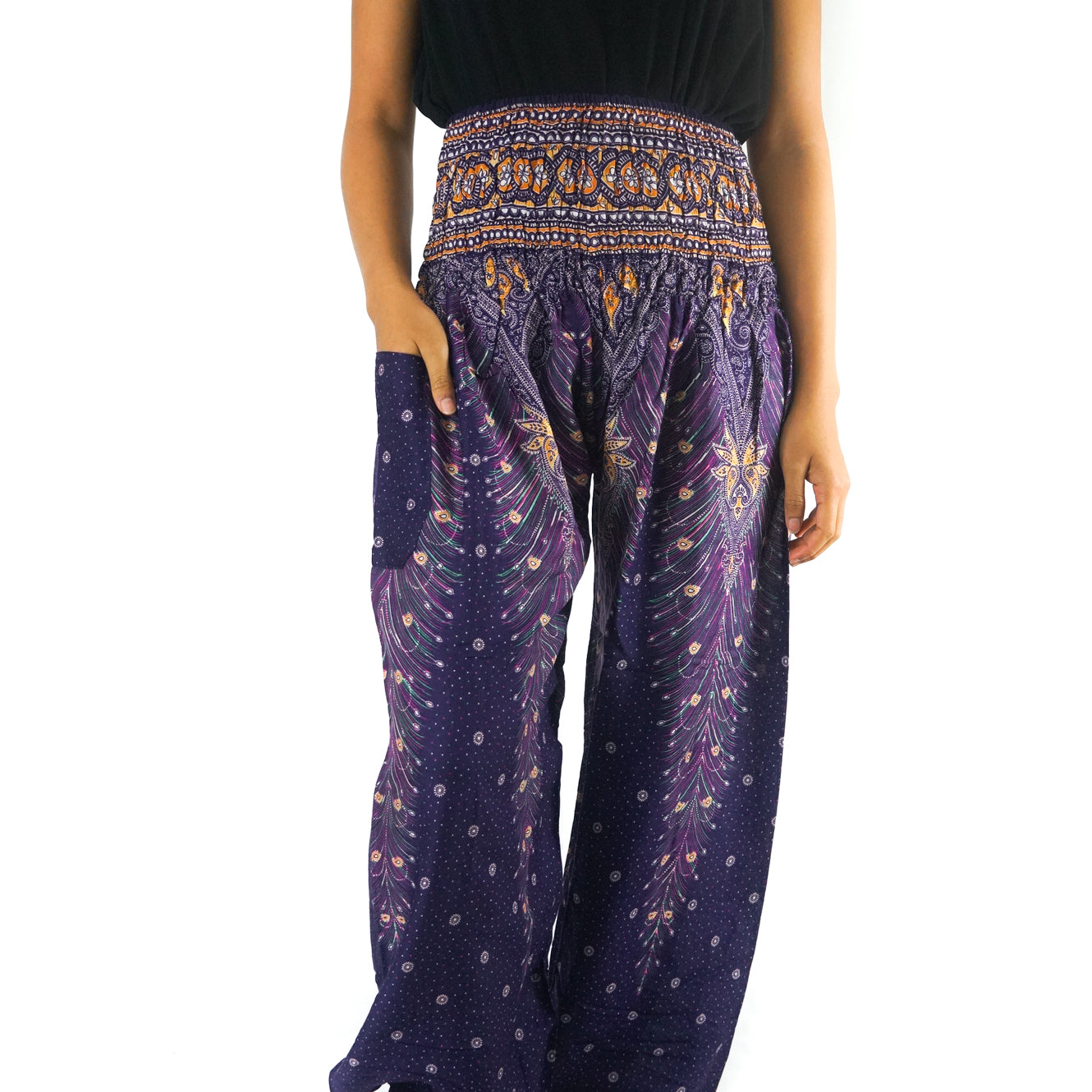 Purple PEACOCK Harem Pants - Sun of the Beach Boutique