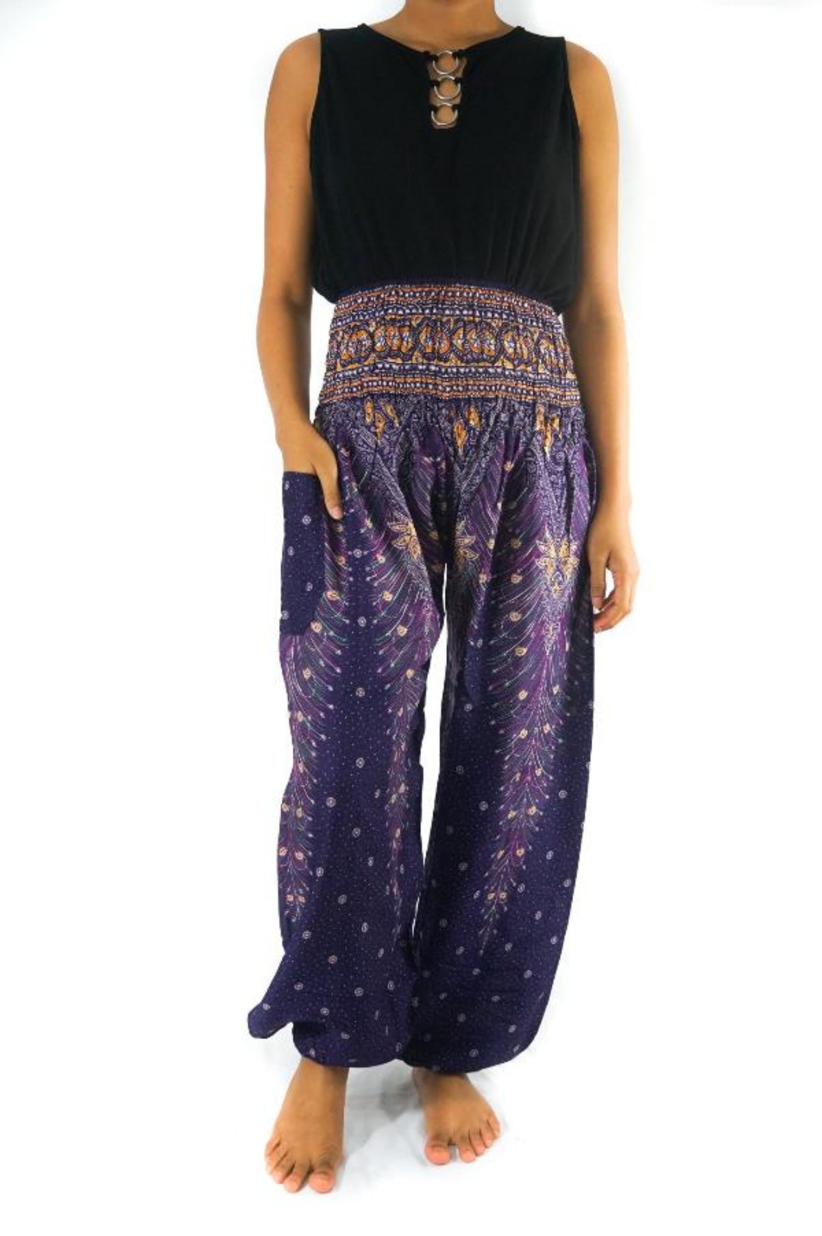 Purple PEACOCK Harem Pants - Sun of the Beach Boutique