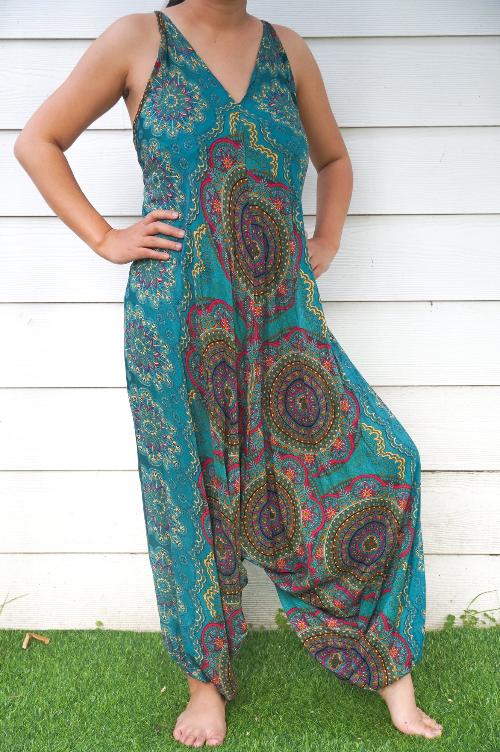 Teal Mandala Hippie Jumpsuit