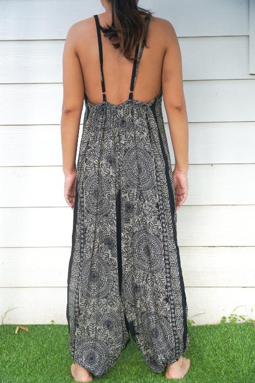 Black Lotus Boho Hippie Jumpsuit Rompers