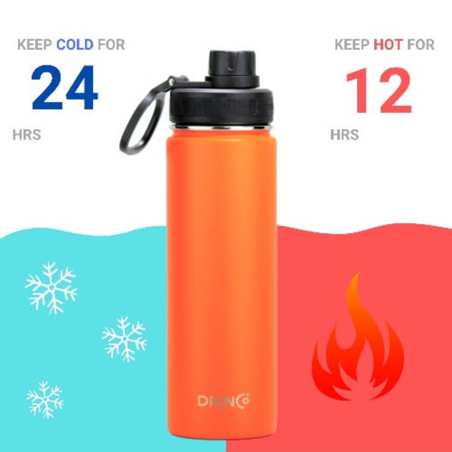 DRINCO® 22oz Stainless Steel Sport Water Bottle - Orange