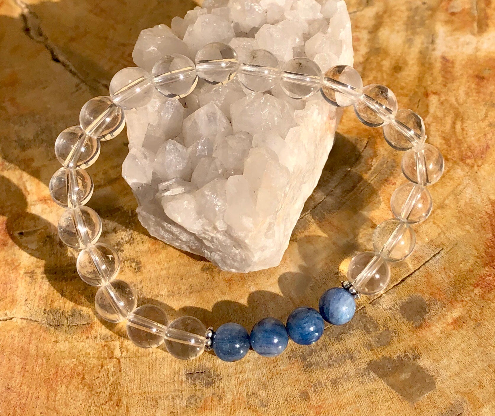 Blue Kyanite & Crystal Quartz Stretch Bracelet