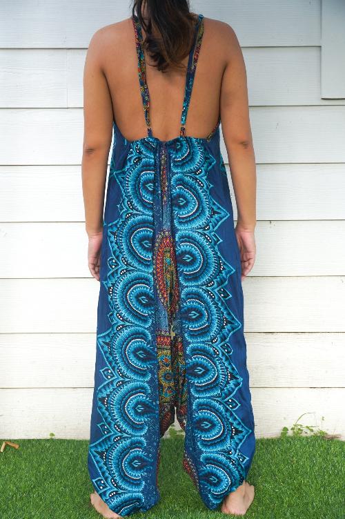 Teal Mandala Boho Hippie Jumpsuit