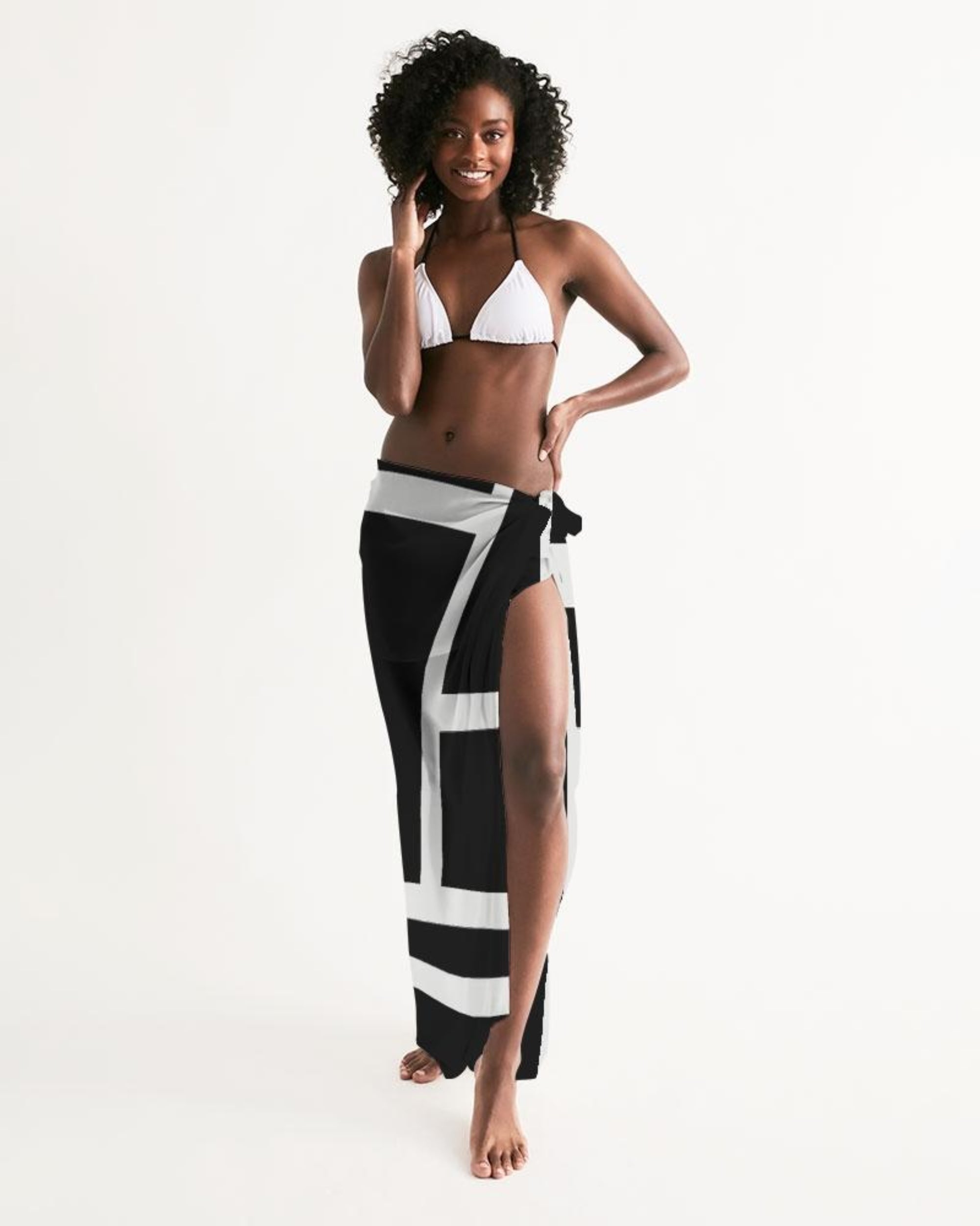 Geometric Black and White Sarong