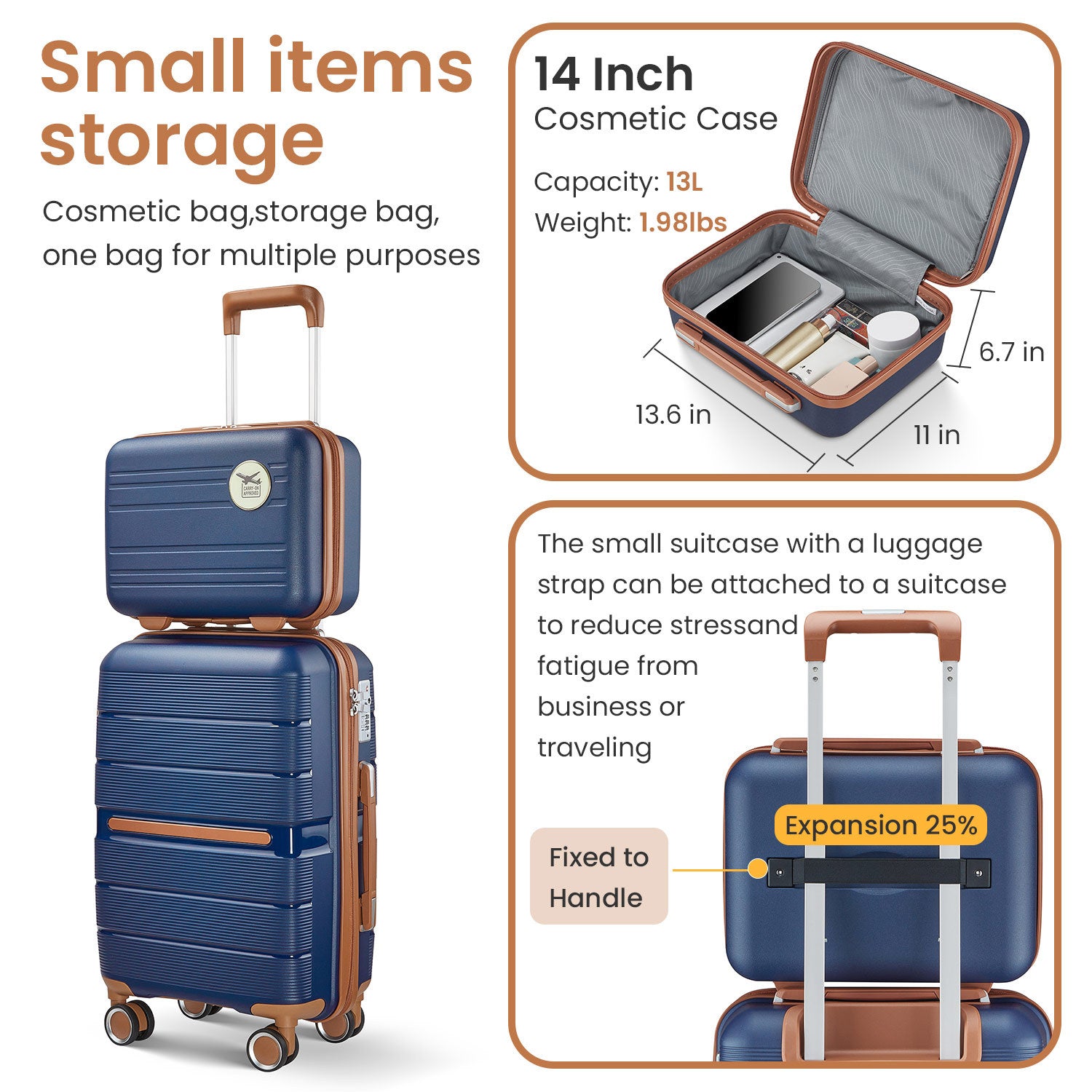 Luggage Sets 4 Piece(14/20/24/28) PP Lightweight & Durable Expandable