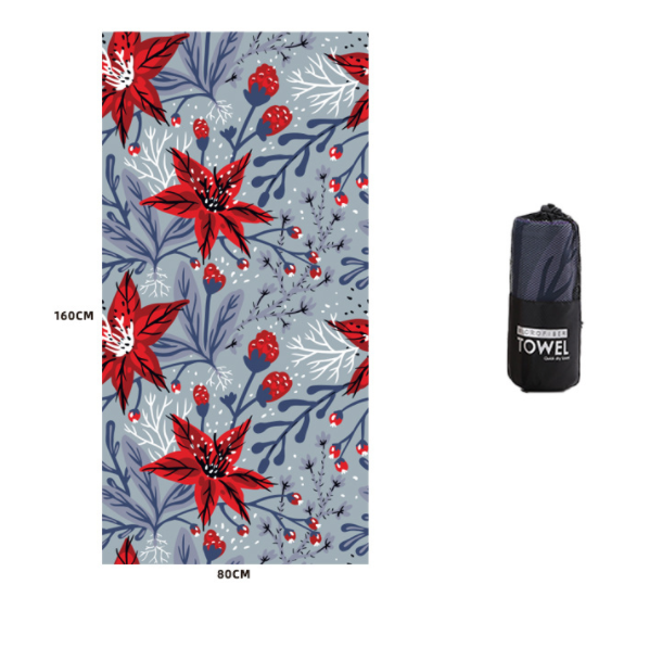 red flower beach towel