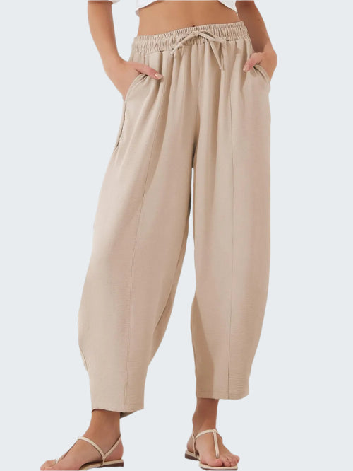 Full Size Drawstring Cropped Jogger Pants Plus Size