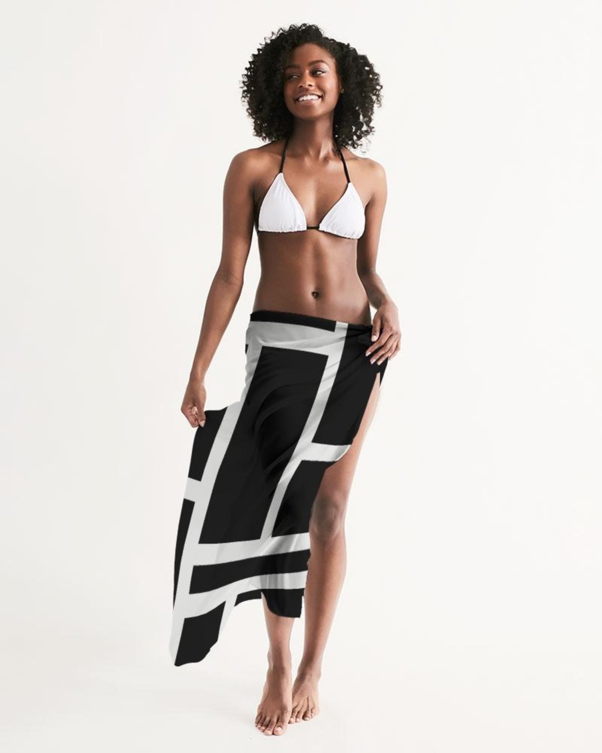 Geometric Black and White Sarong