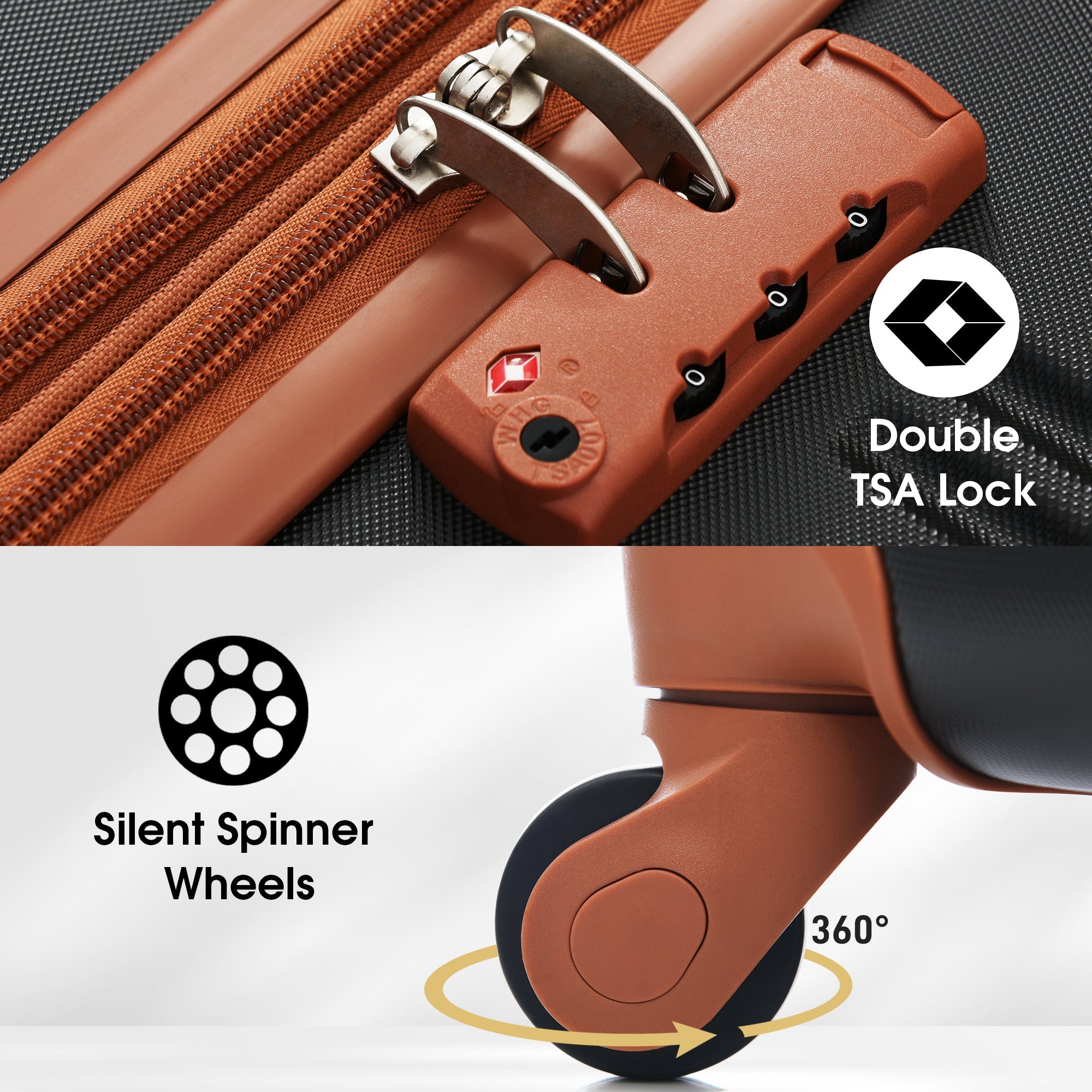 Black and Brown Hardshell Luggage Set