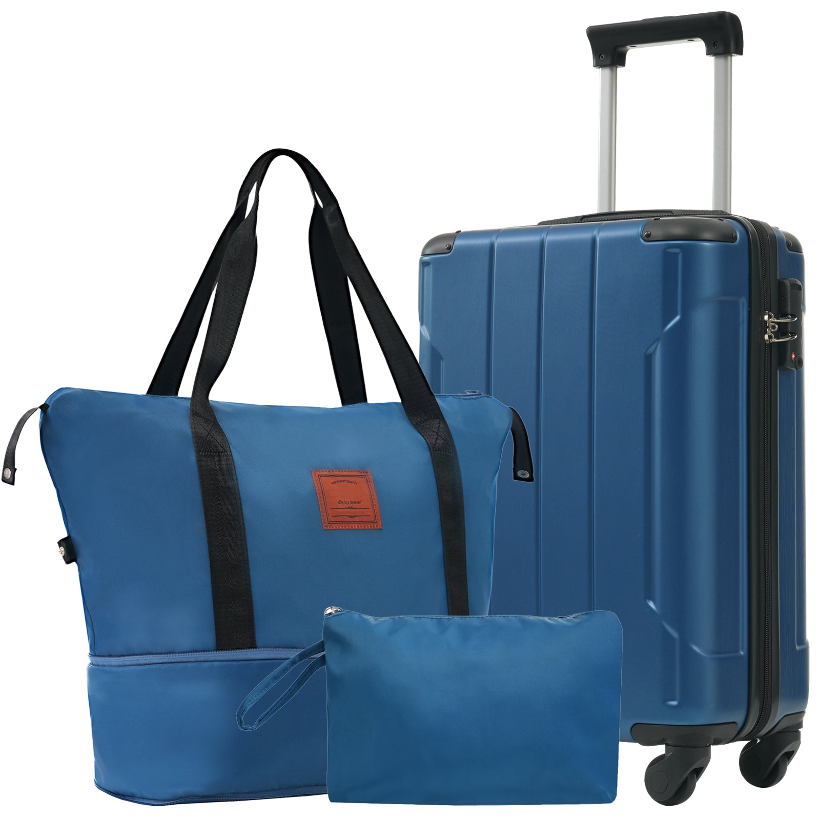 Blue Hardshell Luggage Sets Three Piece Carry-on Suitcases with Wheels