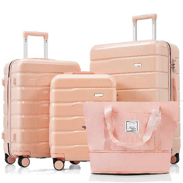 Luggage Sets 4 Piece, ABS Durable Suitcase with Travel Bag, ABS Hard