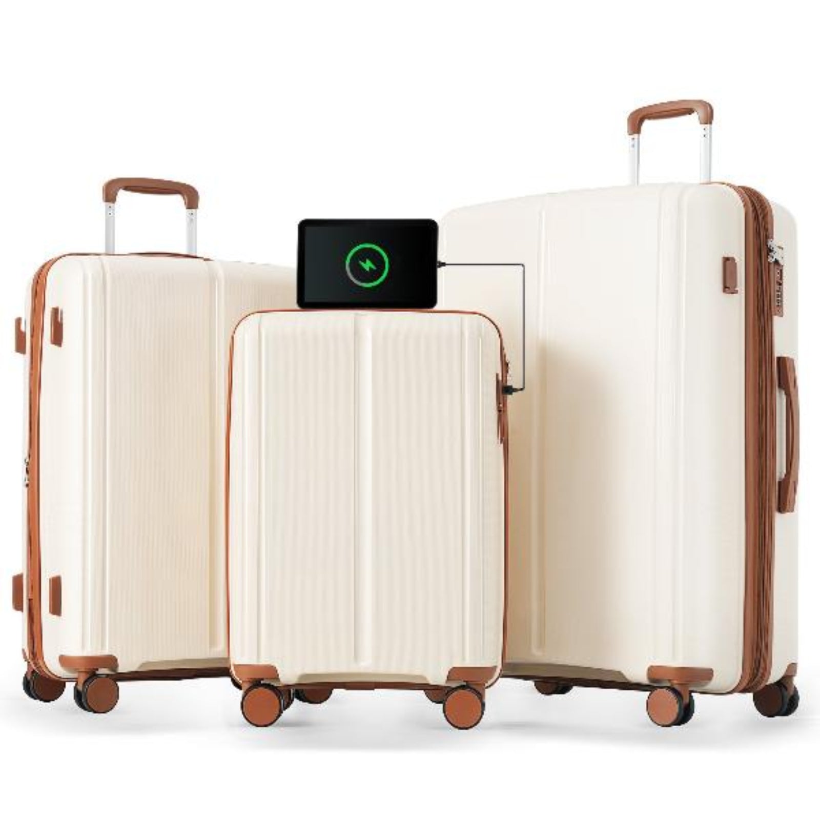 Three Piece Luggage Set with USB Port and Carry on