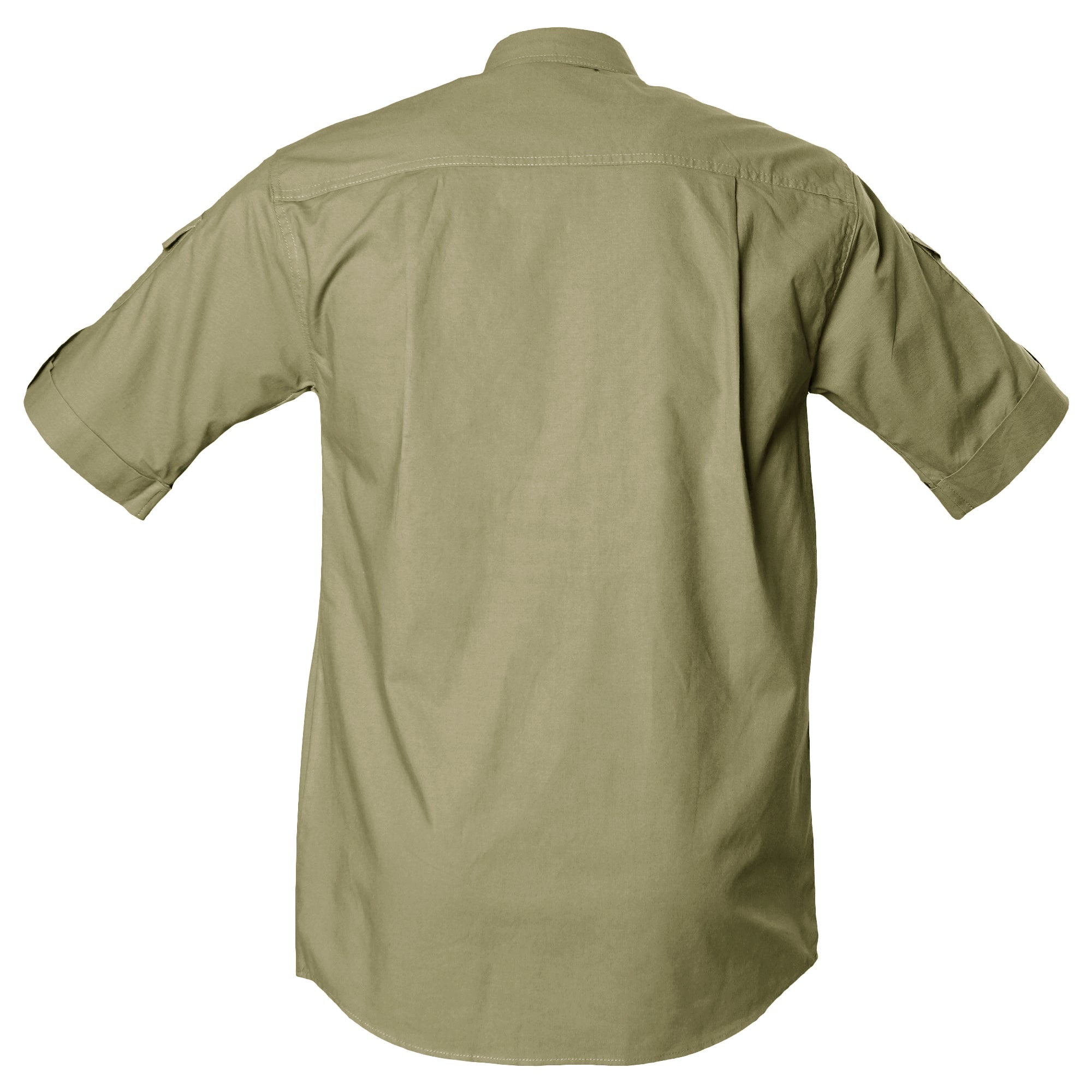 Khaki short-sleeve shirt on a white background