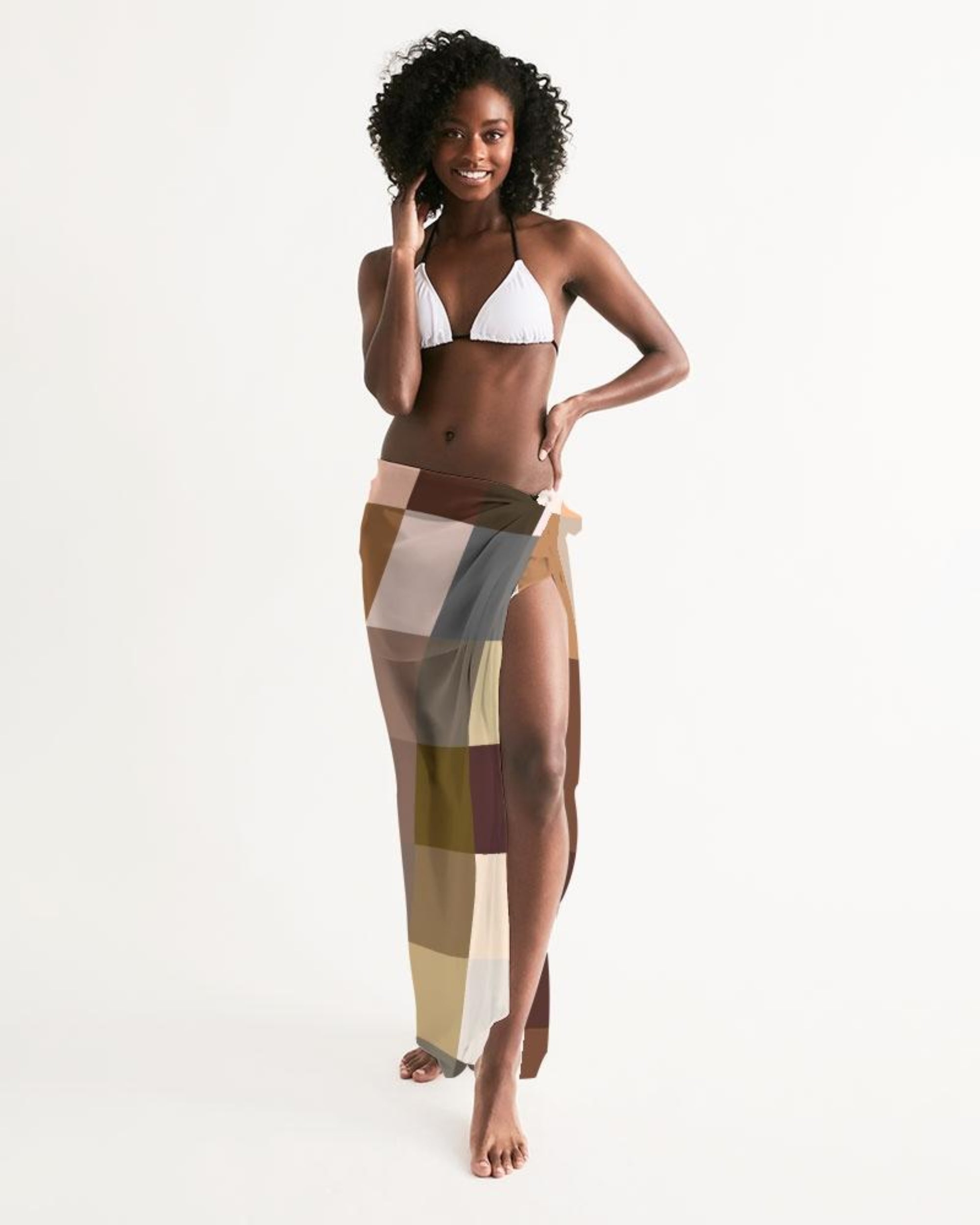 Brown Colorblock Multicolor Sarong