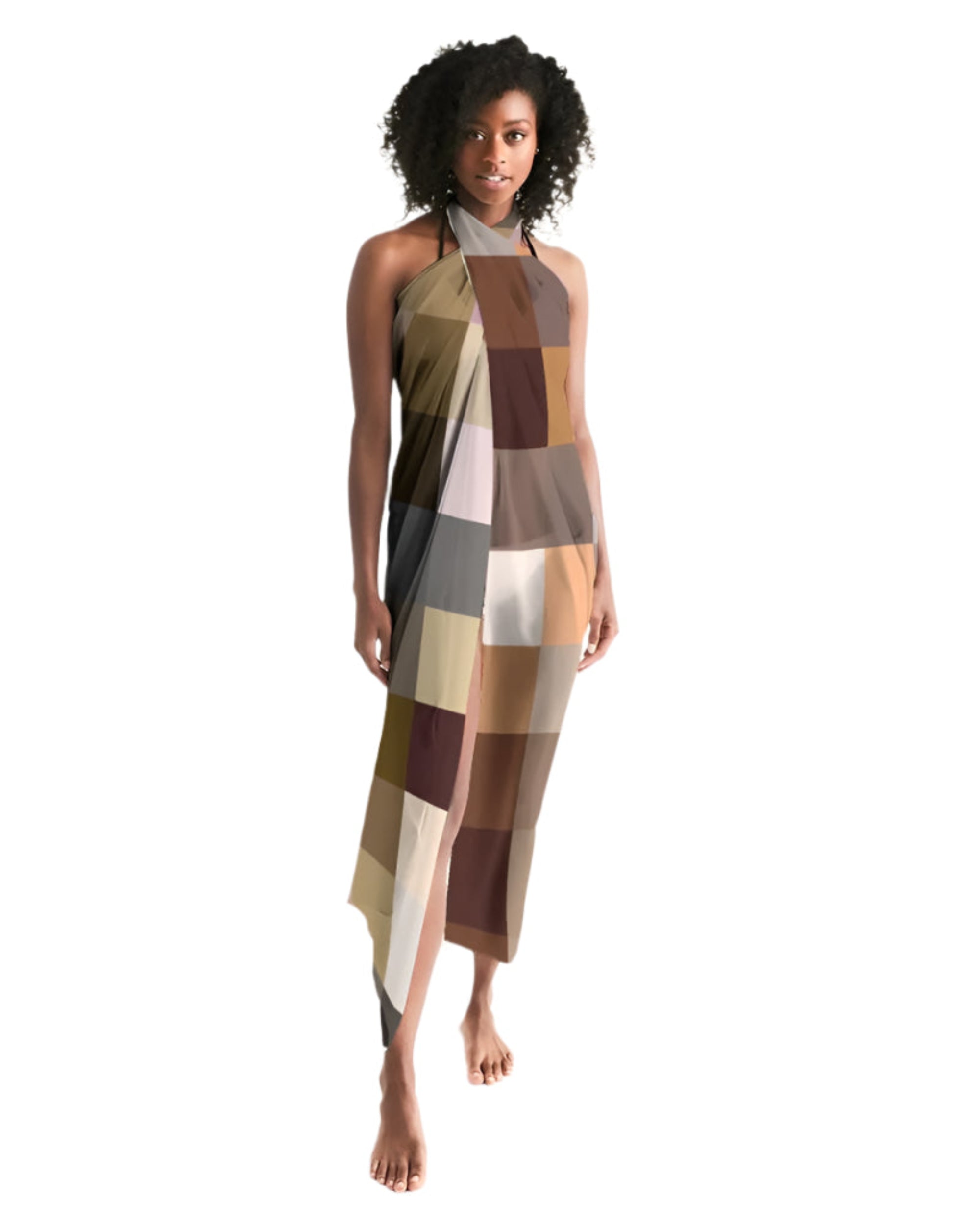 Brown Colorblock Multicolor Sarong