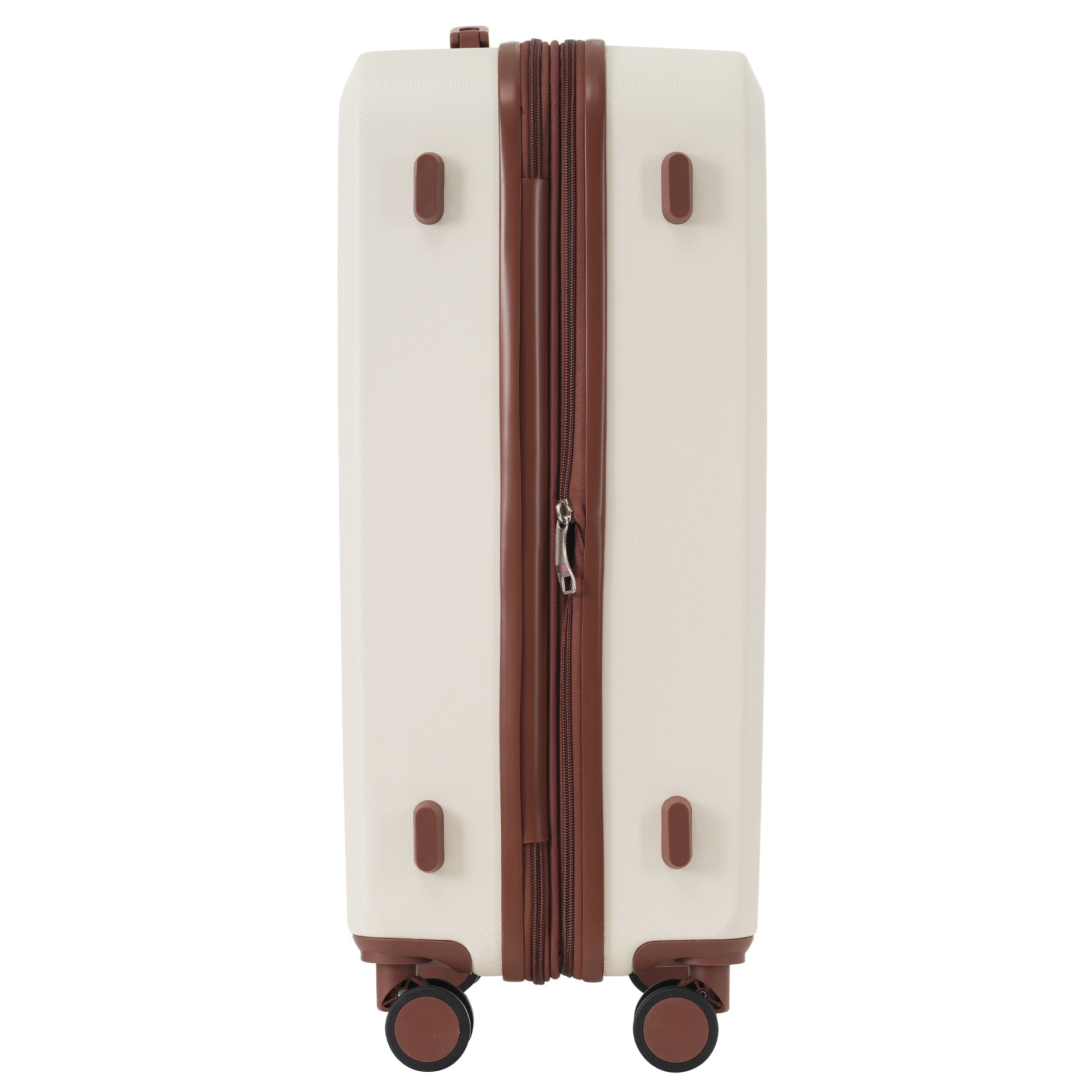Brown and White Four Piece Luggage Set with Compression Packing Cubes for Suitcase Expandable Spinner Wheels Lightweight Suitcase with TSA Lock 16 IN+20IN+24IN+28IN