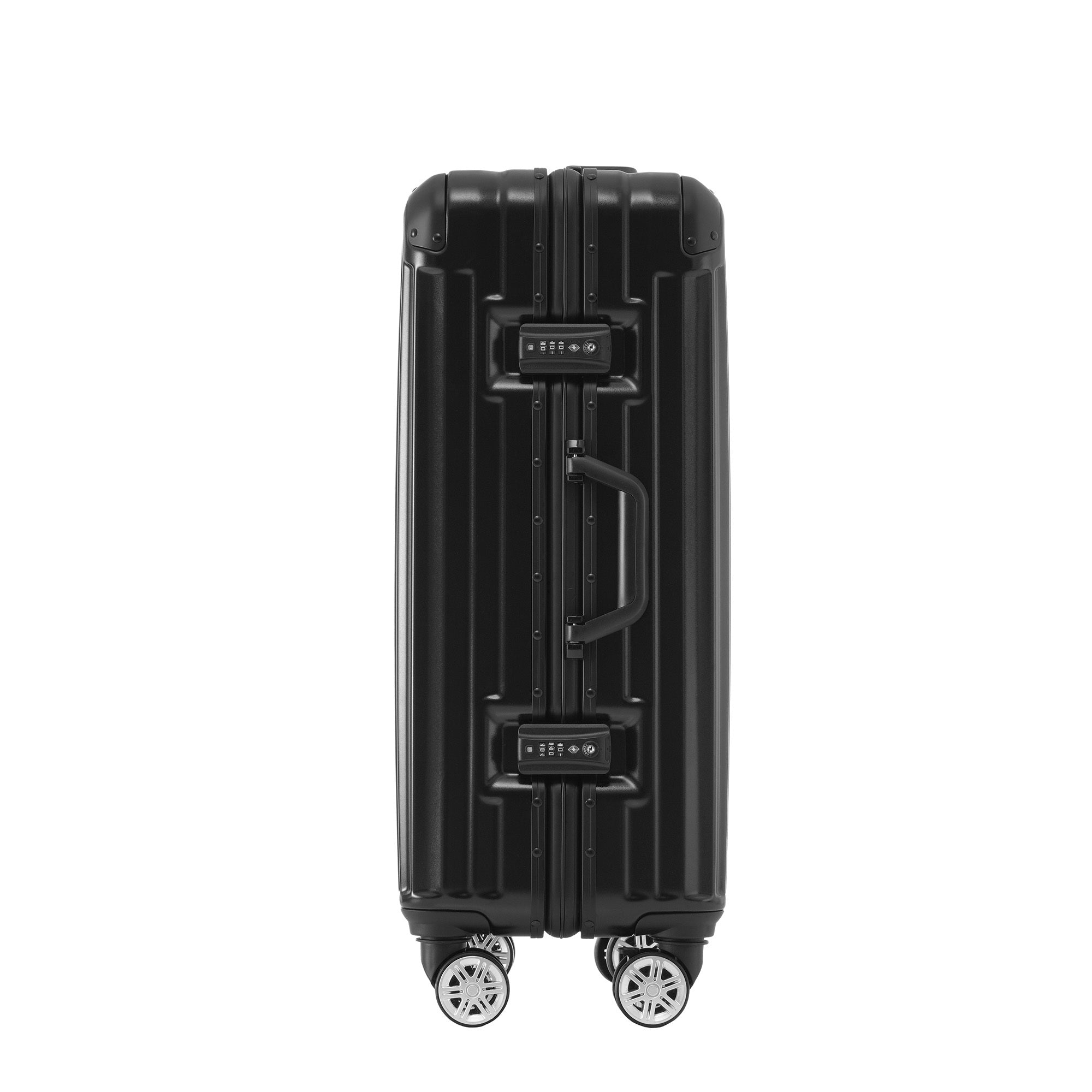 Black Aluminum Frame Luggage with USB Port Carry-On