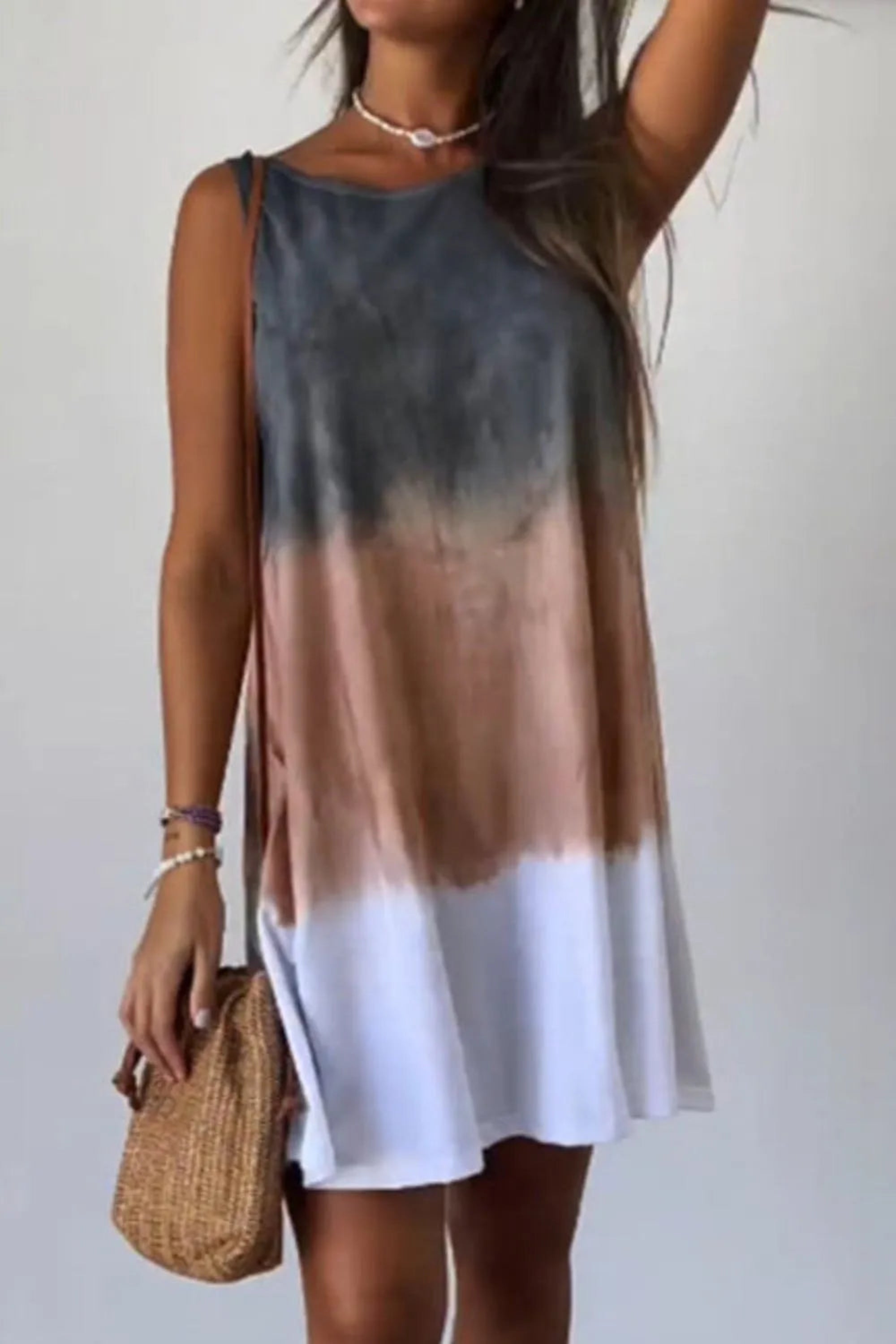 Full Size Tie-Dye Sleeveless Mini Tank Dress