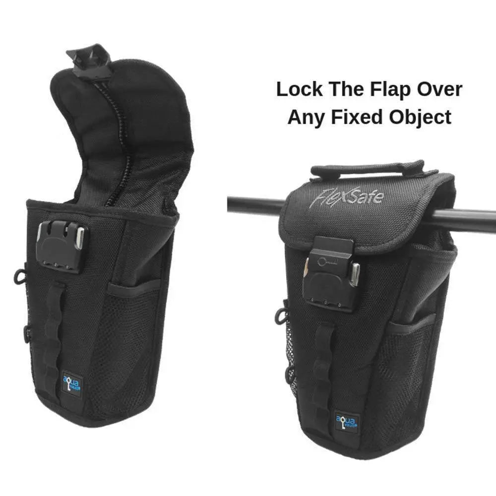 Black tactical pouch with a flap lock mechanism on a white background