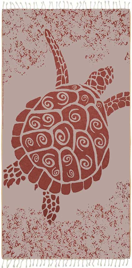 Towel with a turtle design on a textured background
