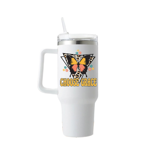 Choose Grace Butterfly 40oz Travel Mug