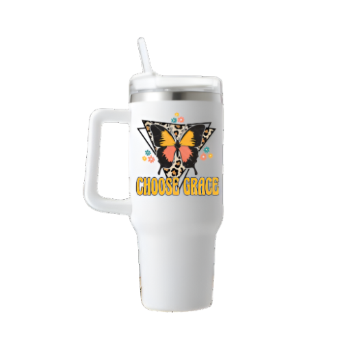 Choose Grace Butterfly 40oz Travel Mug