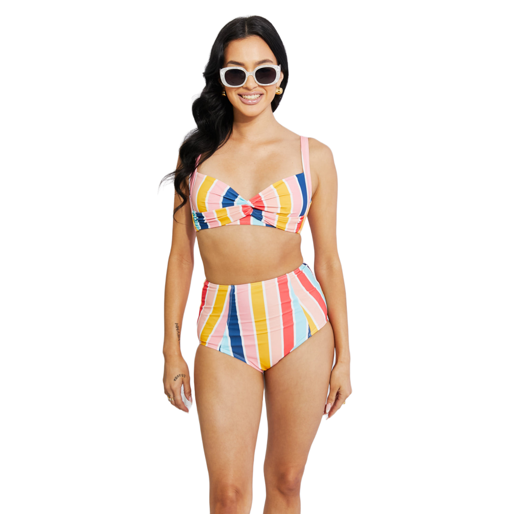 Marina West Swim Take A Dip Twist High-Rise Bikini in Stripe