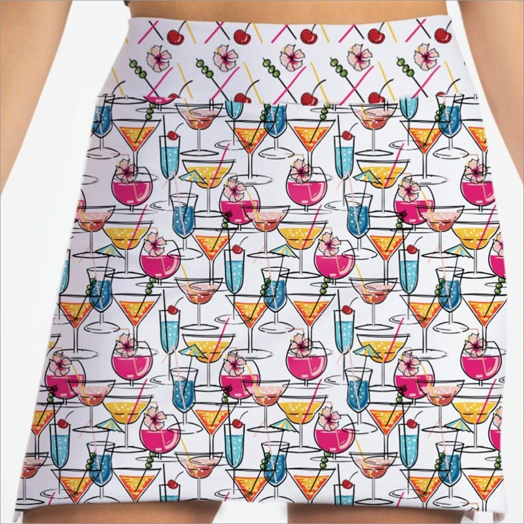 Skirt with colorful cocktail pattern on a white background