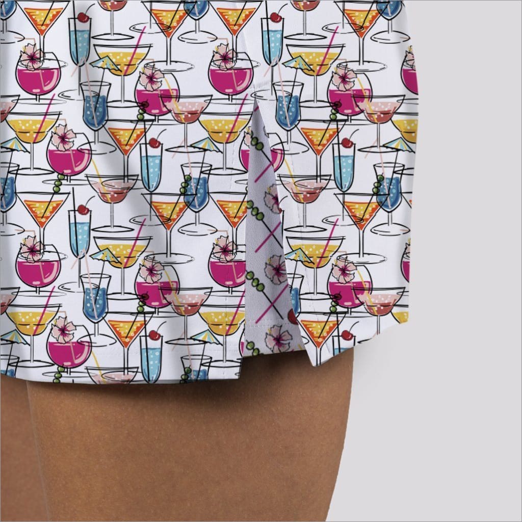 Gift wrap paper with colorful cocktail glass pattern on a white background