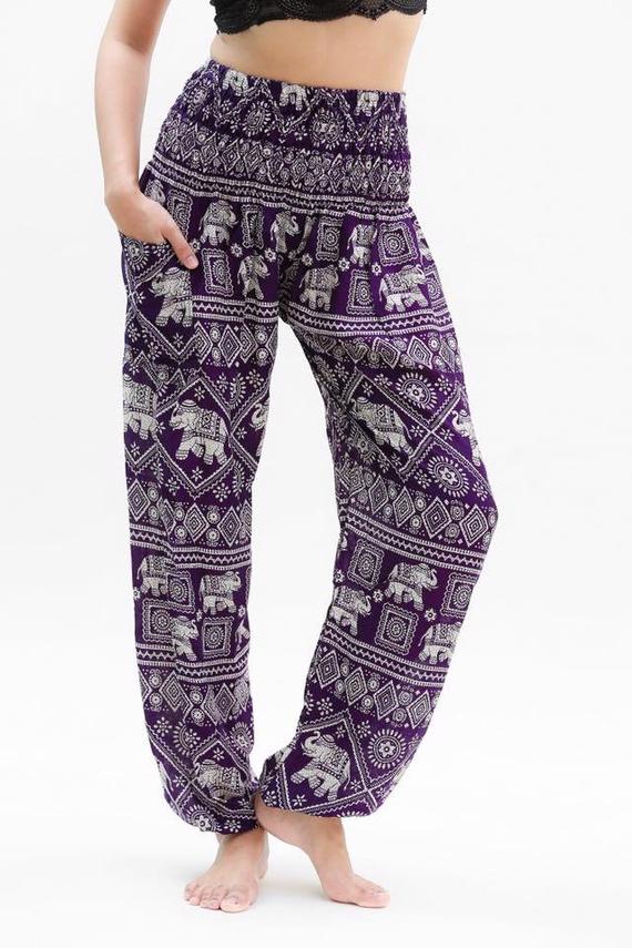 Purple Elephant Harem Pants