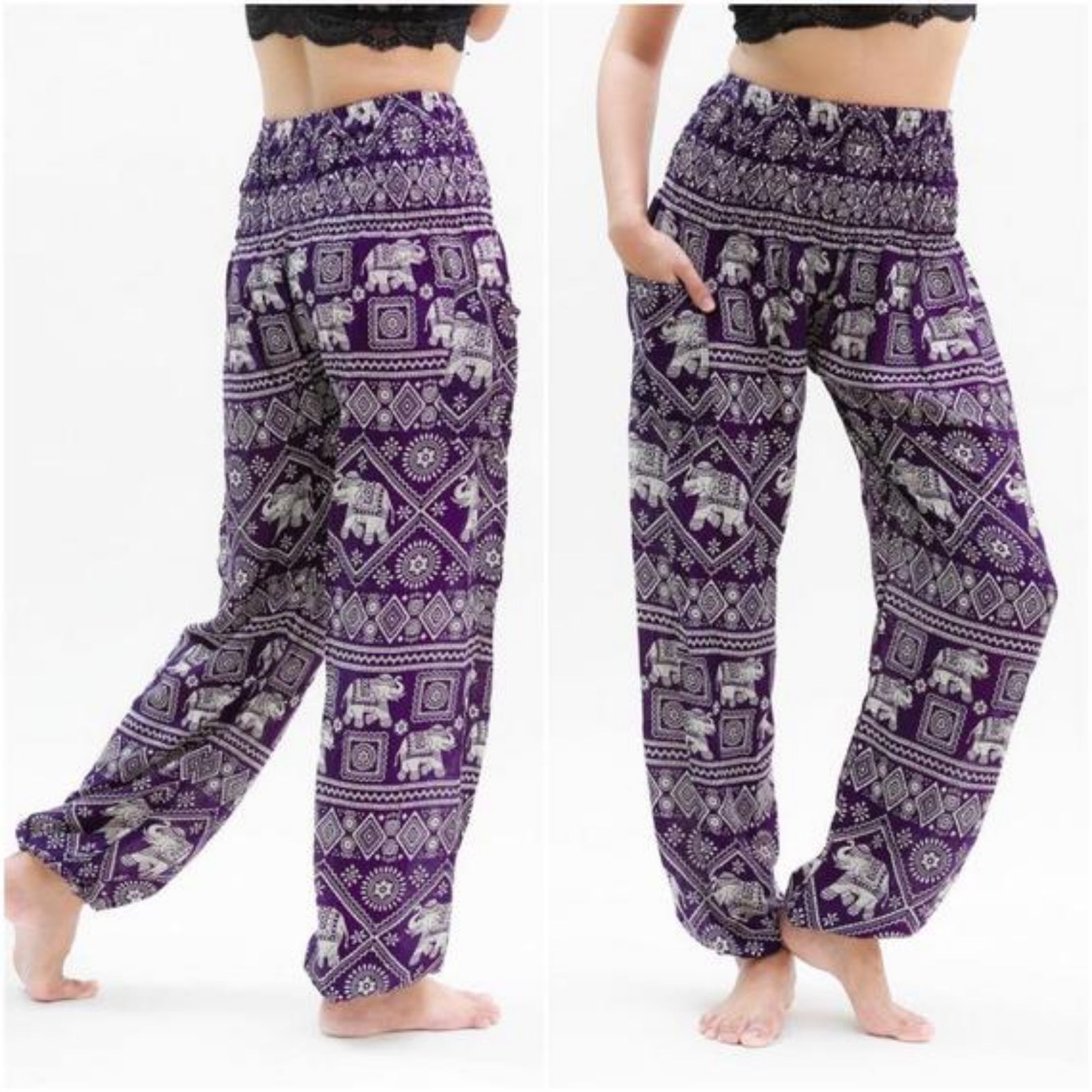 Purple Elephant Harem Pants