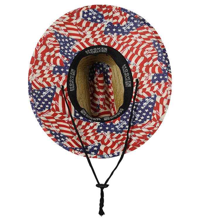 Cowboy hat with American flag pattern on a white background
