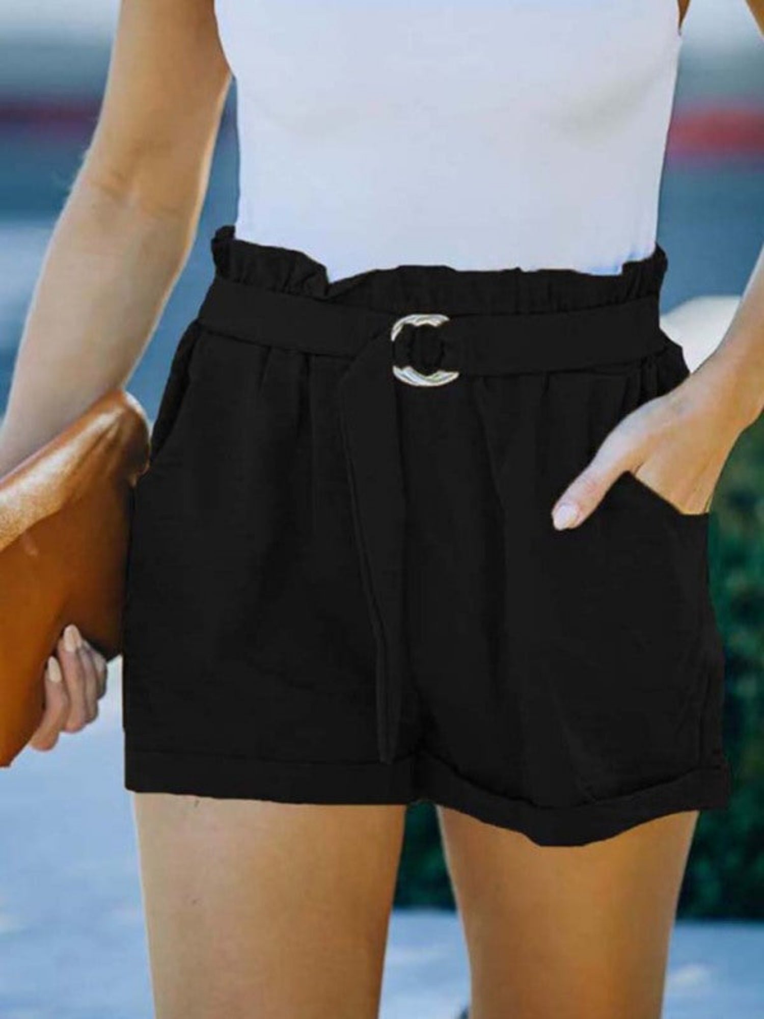 black shorts