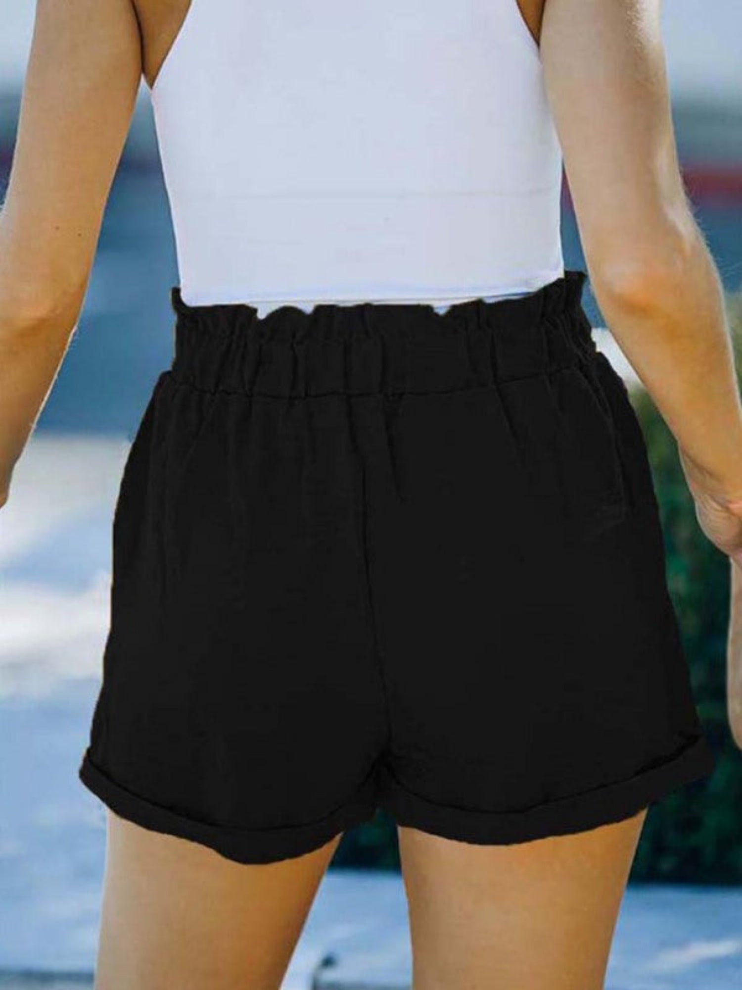 black shorts
