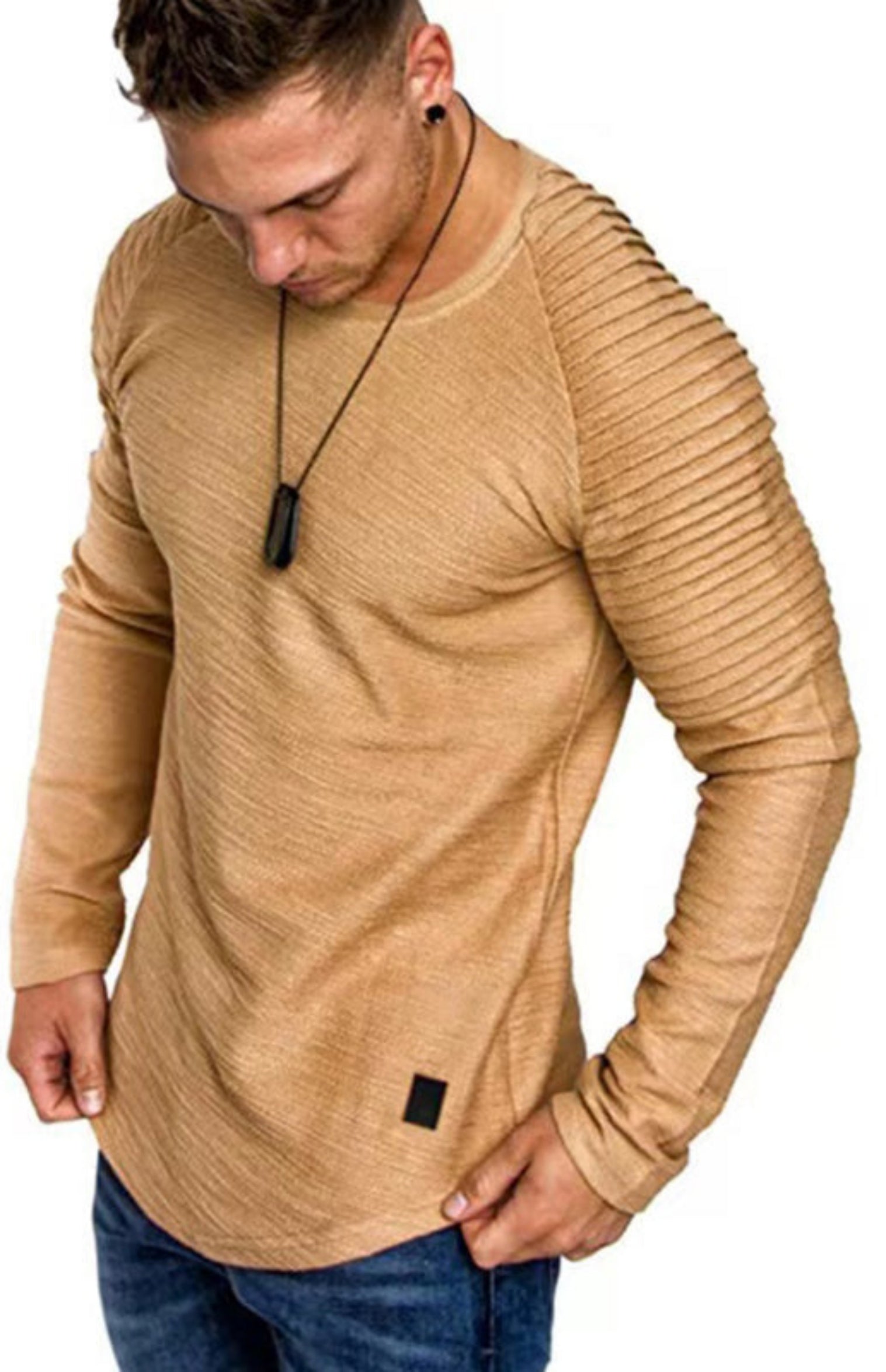tan long sleeve shirt