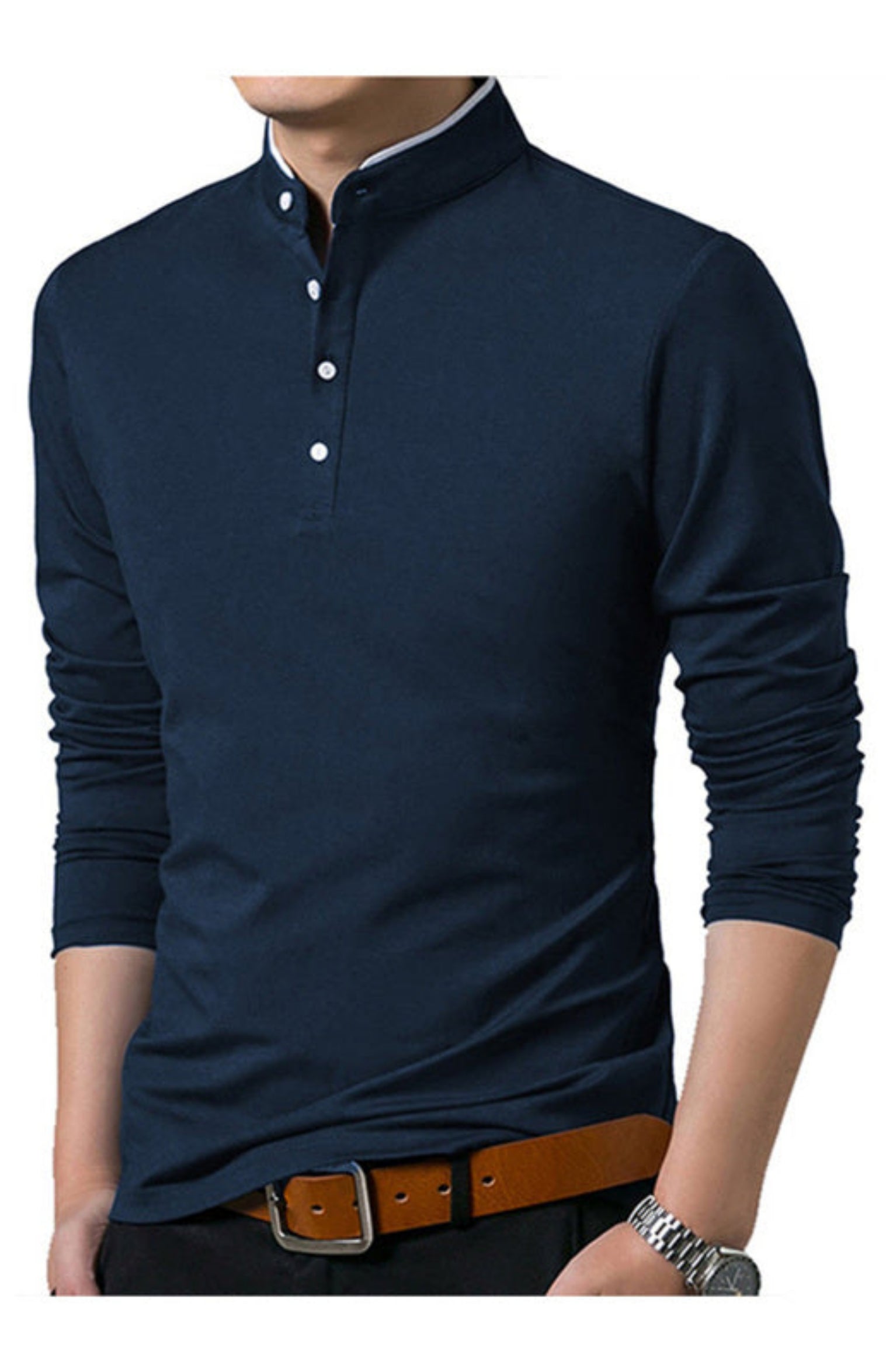 blue long sleeve shirt