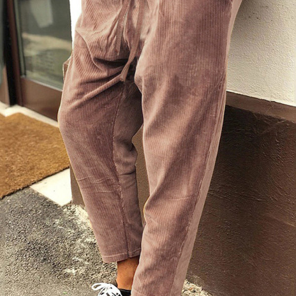 Corduroy Loose Straight Cropped Pants